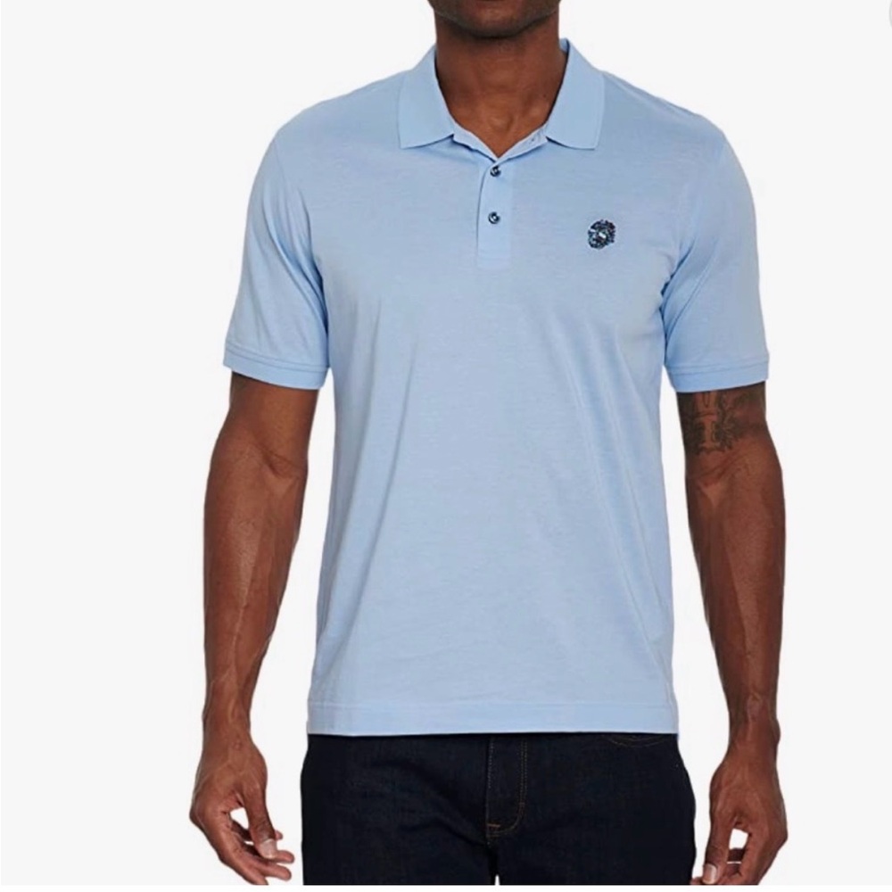 Robert Graham Stone Trail Short Sleeve Knit Polo in Light Blue Size‎ 2XL